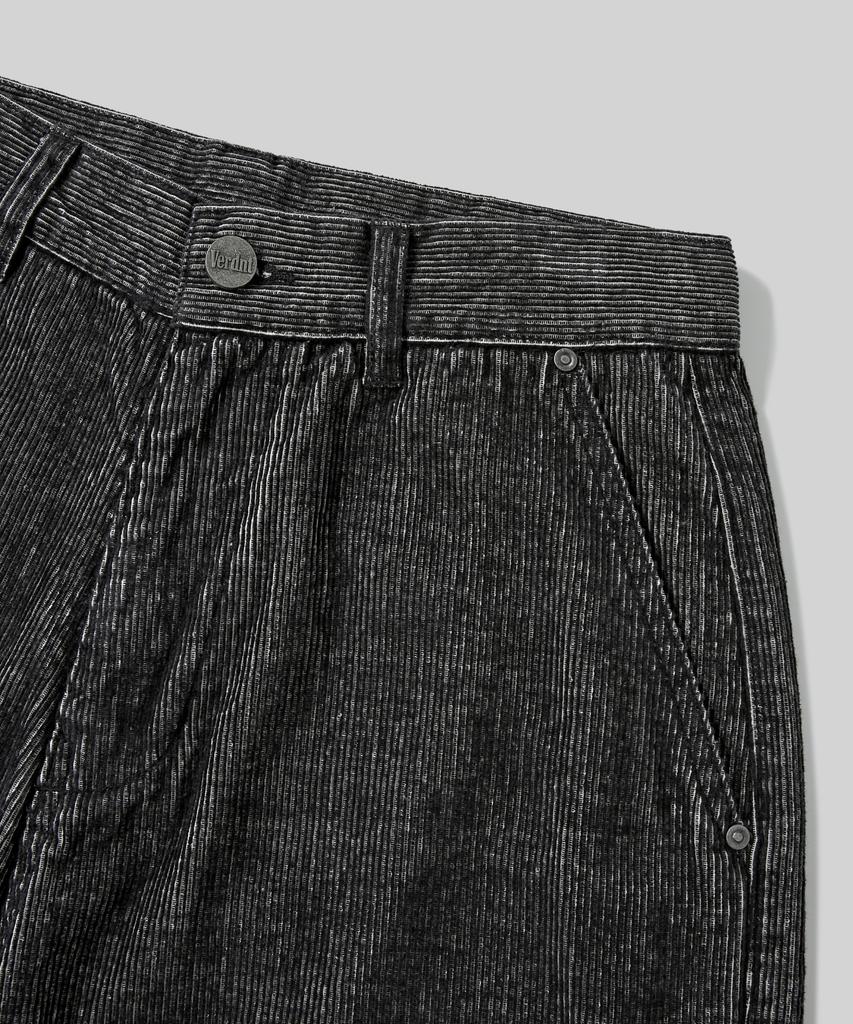 Beodeonteu Corduroy Cut-Out Layered Pants [Black]