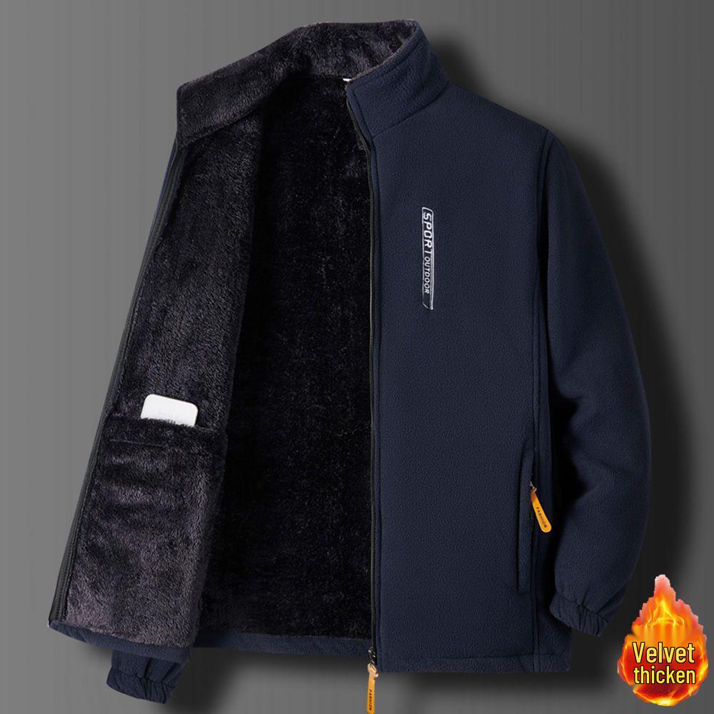 Men's Double-Sided Fleece Windbreaker Hoodie for Autumn/Winter