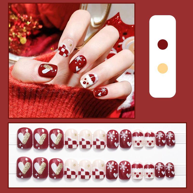 

Детская броня Девочки Короткие Ручная работа Детские Наклейки на ногти с искусственными пальцами 2025 Новое поступление Милый Детский Heart chessboard