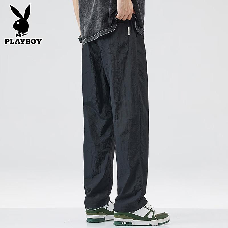 PLAYBOY Men s Ice Silk Loose Straight Quick-Dry Casual Pants 3XL