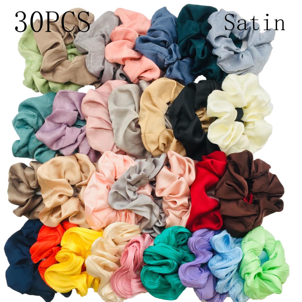 50/40/30 Stück/10 Stück Haargummis für Frauen Mädchen Plüsch Elastisches Band Gummiband Weihnachten Weihnachtsmann Accessoires Flauschiger Kunstpelz Satin