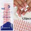 120 Pieces Glossy Black Duck Press On Nails Nude Medium French Tip Nails  For Nail Art