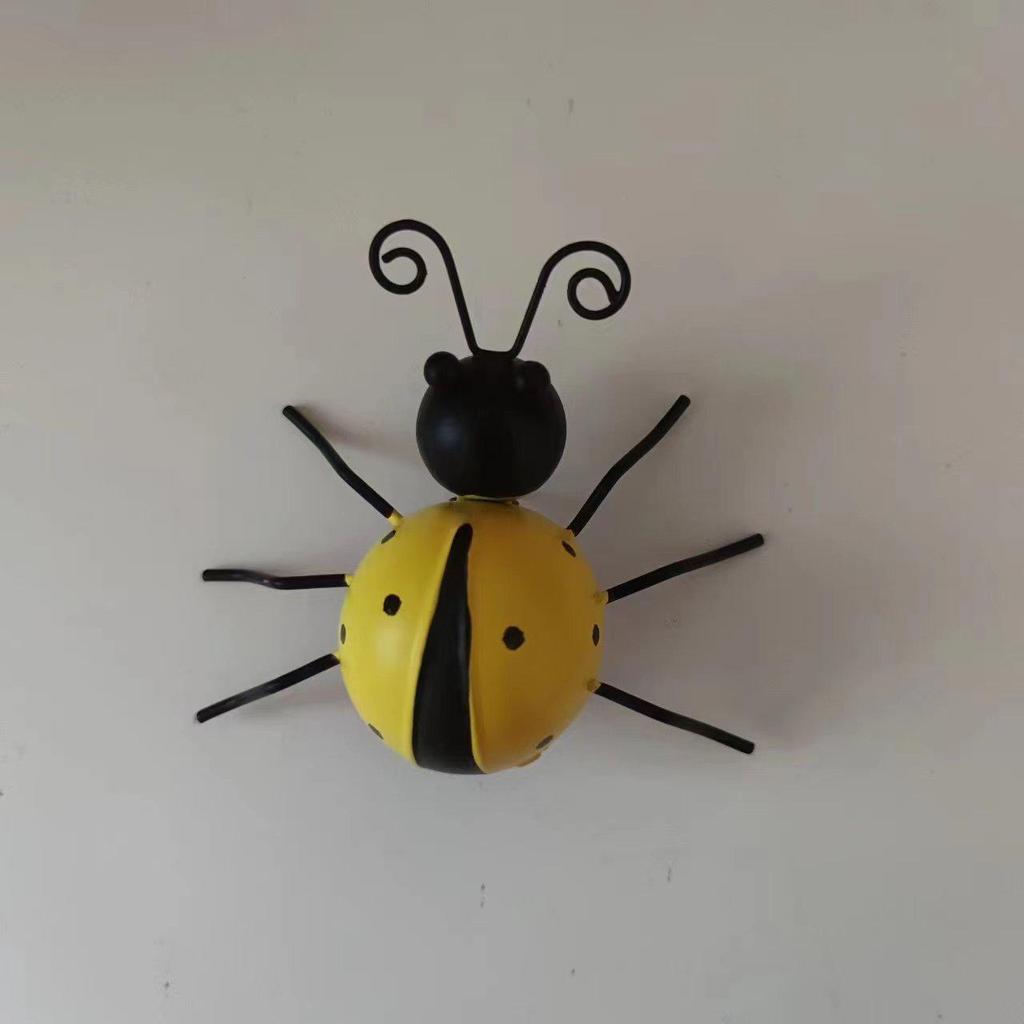 Creative Wrought Iron Ladybug Ornament for Home, Outdoor Courtyard, Garden, or Wall Decor.
