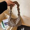 Cloth Polka Dot Shoulder Bag Ruched Strap Canvas Underarm Bag Comfortable Printed Handbag  Shopping