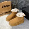 Fashion 2024 Luxury Winter Women Short Plush Warm Snow Boots Casual Shoes New Suede Fur Chelsea Ankle Boots Flats Platform Ladies Shoes