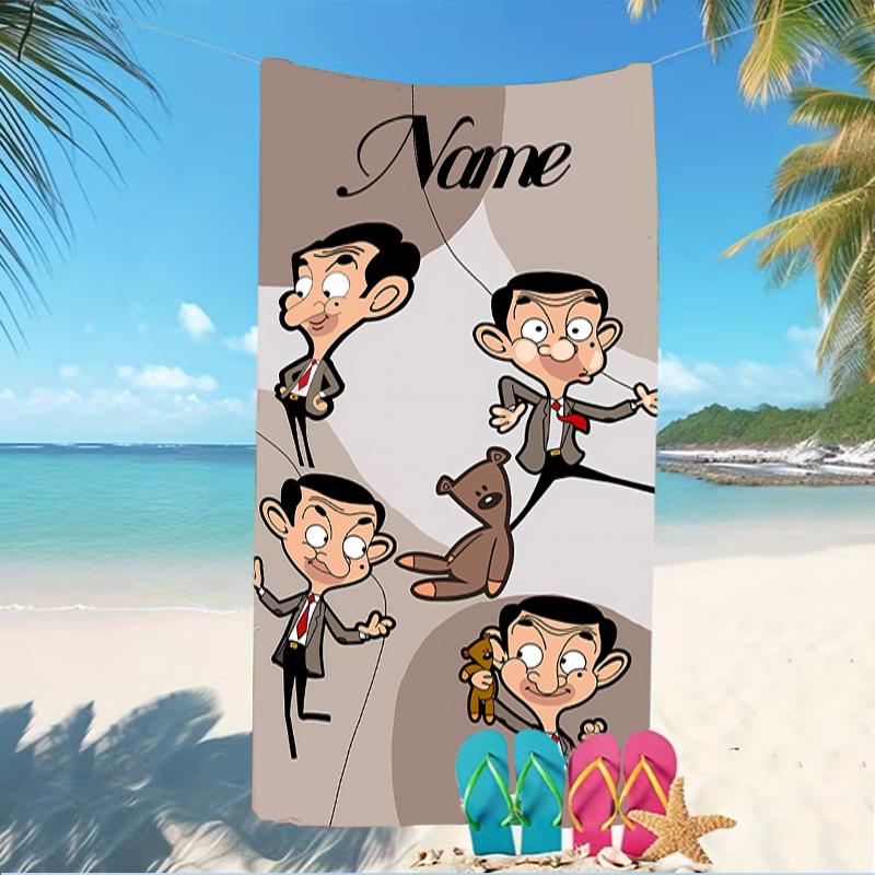 Customizable personalized beach towels Mr. Bean themed designs.Suitable for the beach, yoga, sports;ideal as beach accessories