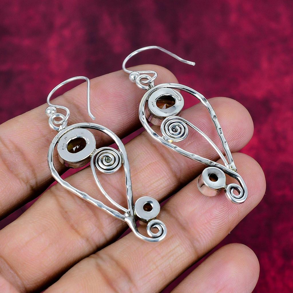 Citrine Earrings, 925 Solid Sterling Silver Gemstone Jewelry, Handmade Earrings, For Thanksgiving