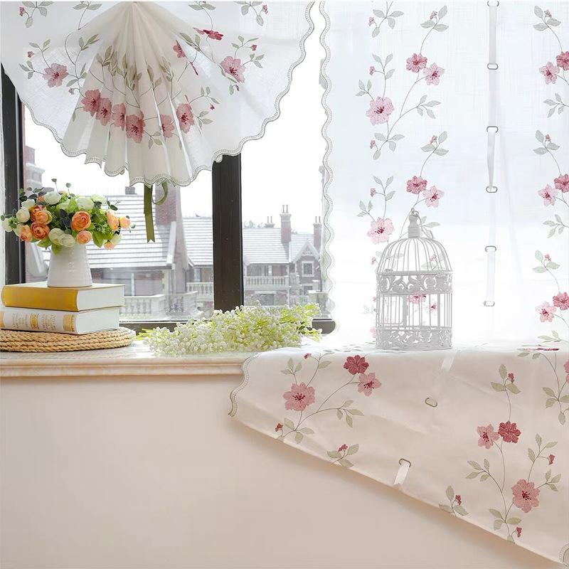 2026 Flower Embroidery Pulling Curtain Window Screen Lace Curtains, Lifting Curtains, Partition Curtains, Balloon Curtains