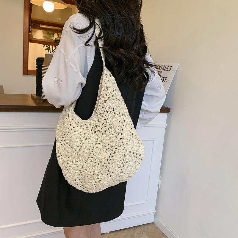 Pastoral Fresh Casual Woven Bag Women's Summer New Large-capacity Versatile Shoulder Armpit Bag