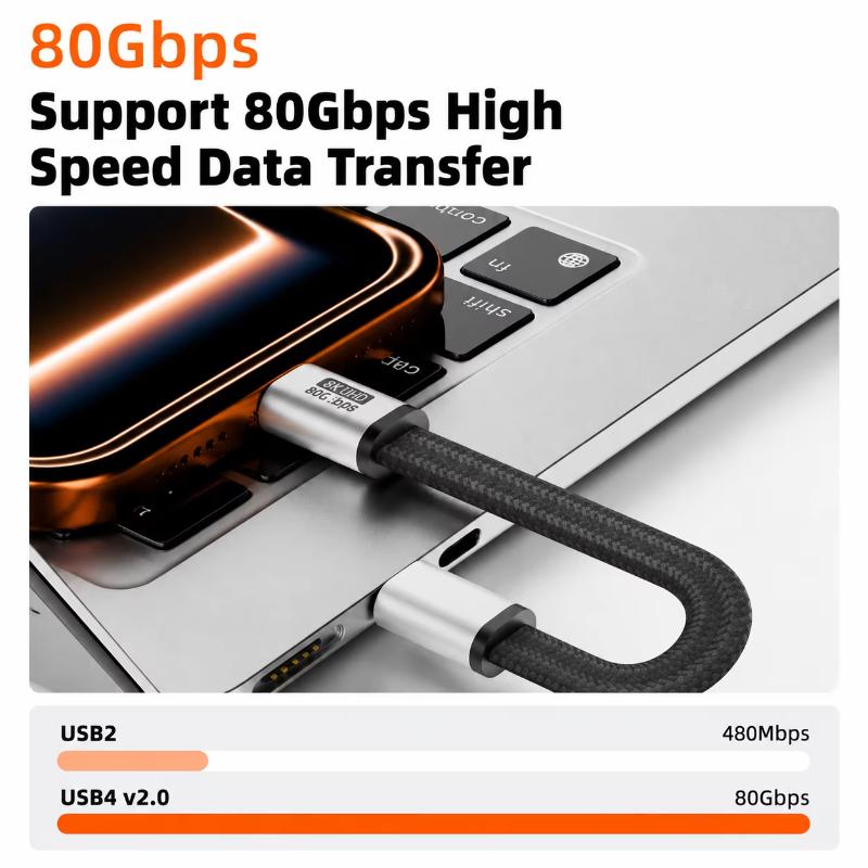 Usb4 80gbps Magnetic Type-c Cable 240w Pd Fast Charging 16k@60hz Short Cord For Macbook Samsung Ssd Dock Thunderbolt 4/5