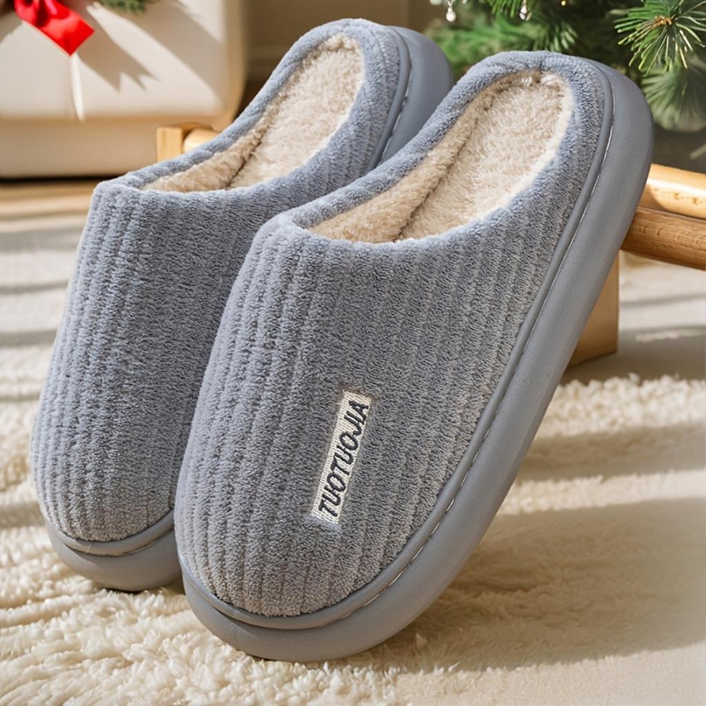 Women's Thick Bottom Striped Cloud Home Slippers Indoor Memory Foam Slip On Winter Home Shoes