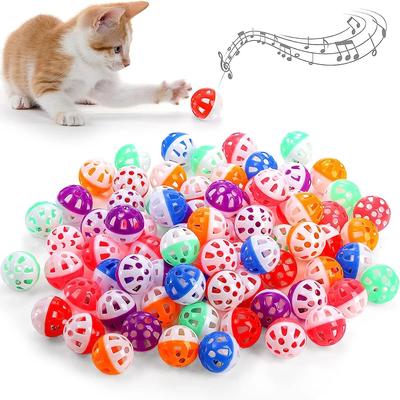 5/10Pcs Cat Toy Balls Pet Cat Kitten Play Plastic Balls With Jingle Bell Pounce Chase Rattle Toy Cat Toys Bulk Random Color Decoration