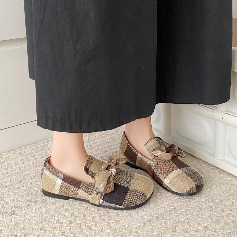 

Fashion Spring new single shoes women s fashion round head cloth butterfly knot soft sole anti-slip wear-resistant flat shoes 35 светло-коричневого