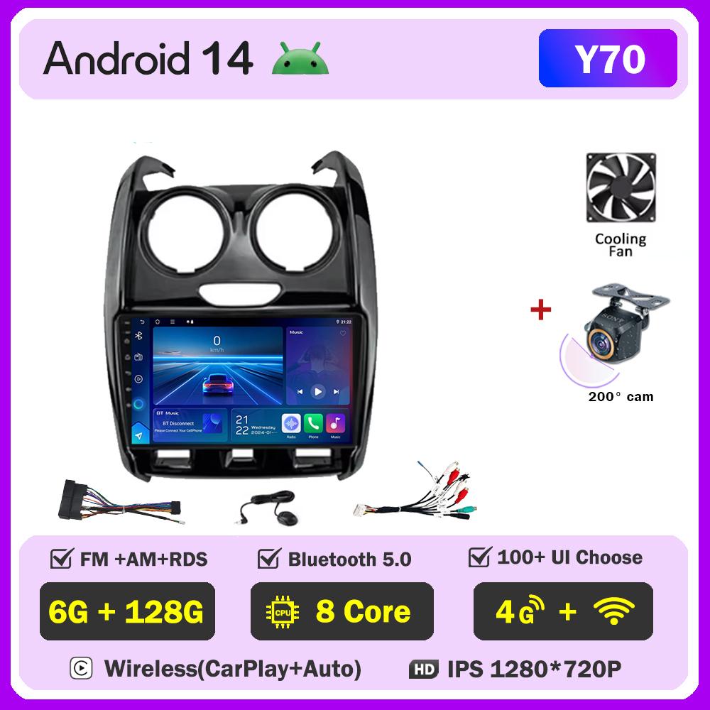 Car Radio For Renault Duster 2015 - 2020 For LADA Largus 2021 Android 14 Multimedia Player GPS Navigation Carplay Android Auto