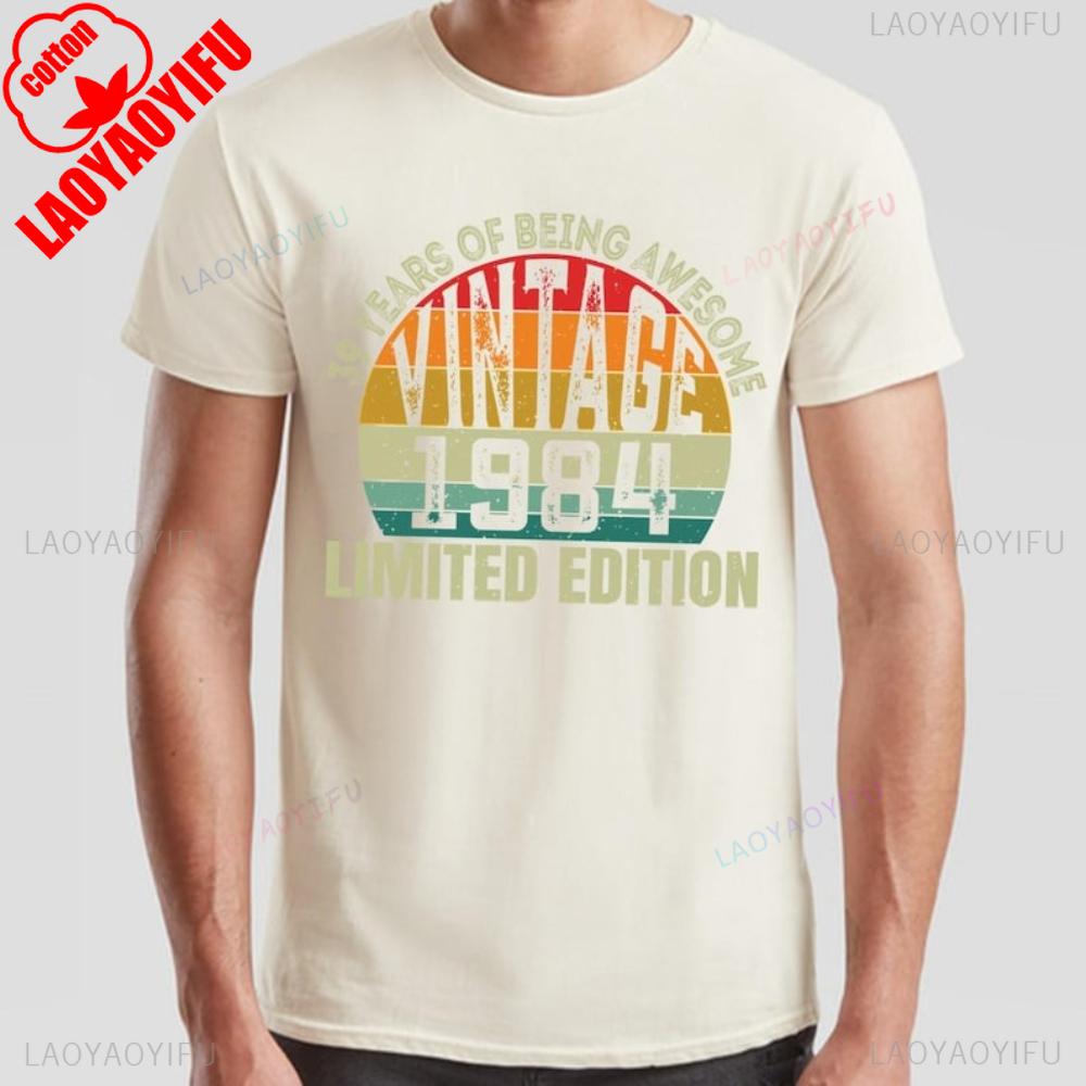 39 Years of Being Awesome Vintage 1984 Printed Tshirt Tops Classic Retro Birthday Gift Graphic Tshirt  Unisex Cotton Streetwear
