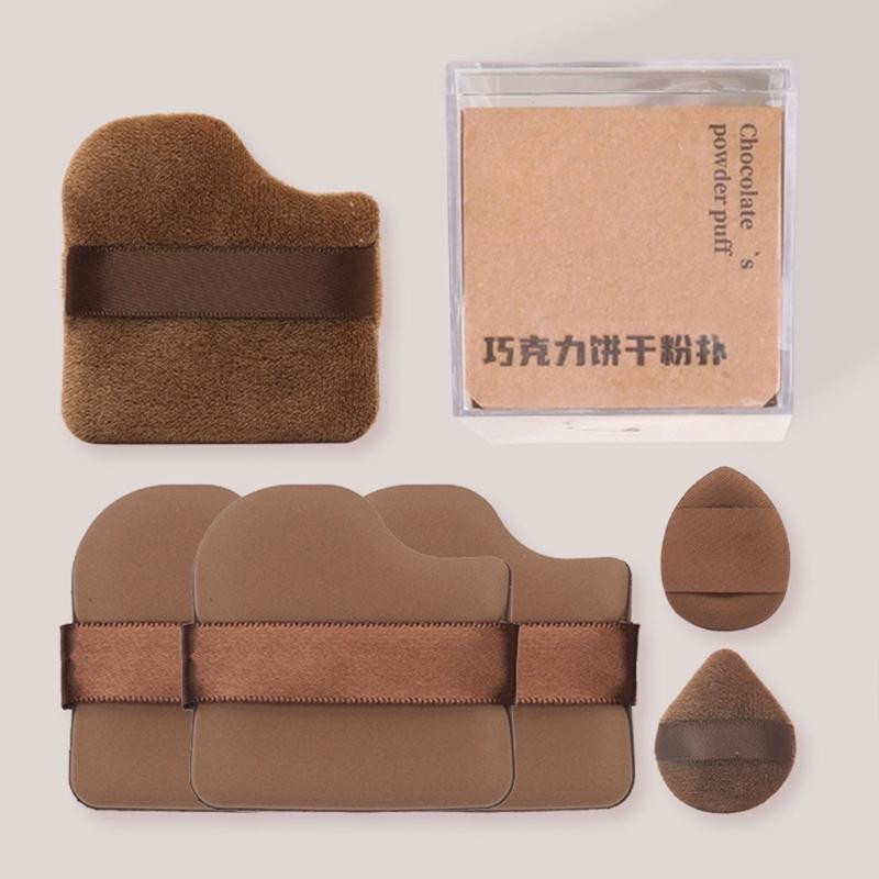 4/6 Pieces Small Thumb Cosmetic Puff Chocolate Biscuit Powder Puff Wet Dry Finger Powder Puff  Makeup Tool