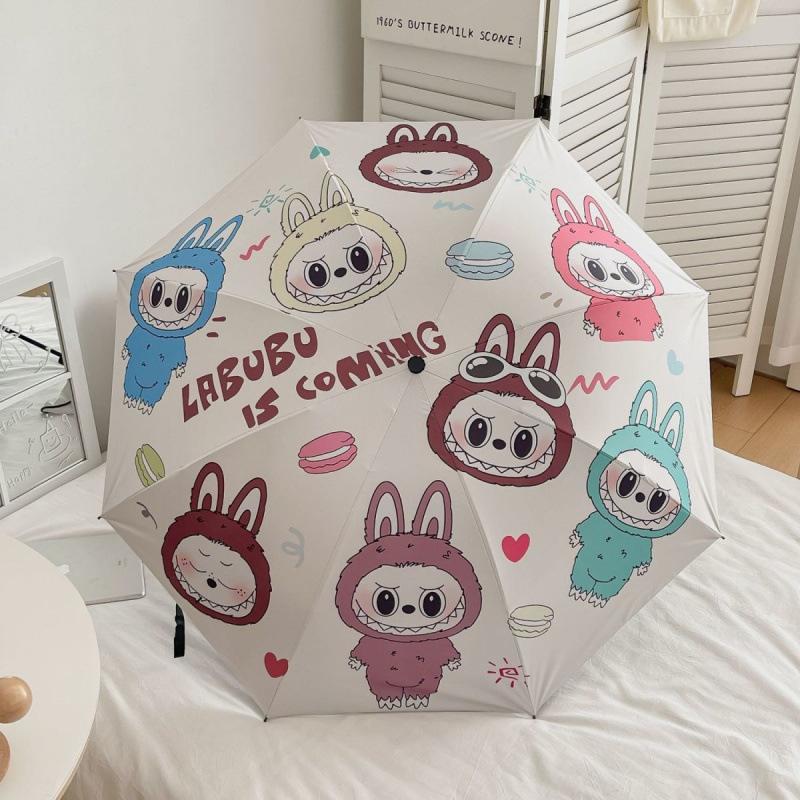 Bubble Mate Labubu Vinyl Sunshade Sunscreen Rain and Sunny Dual-purpose Folding Household Umbrella