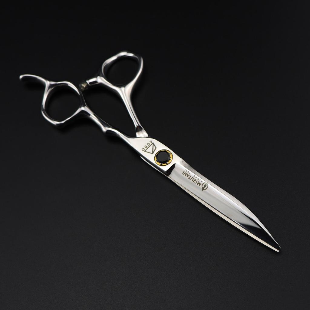 6.0-inch Mizutani FM-20 Silver Black Hairdressing & Barber Scissors Set