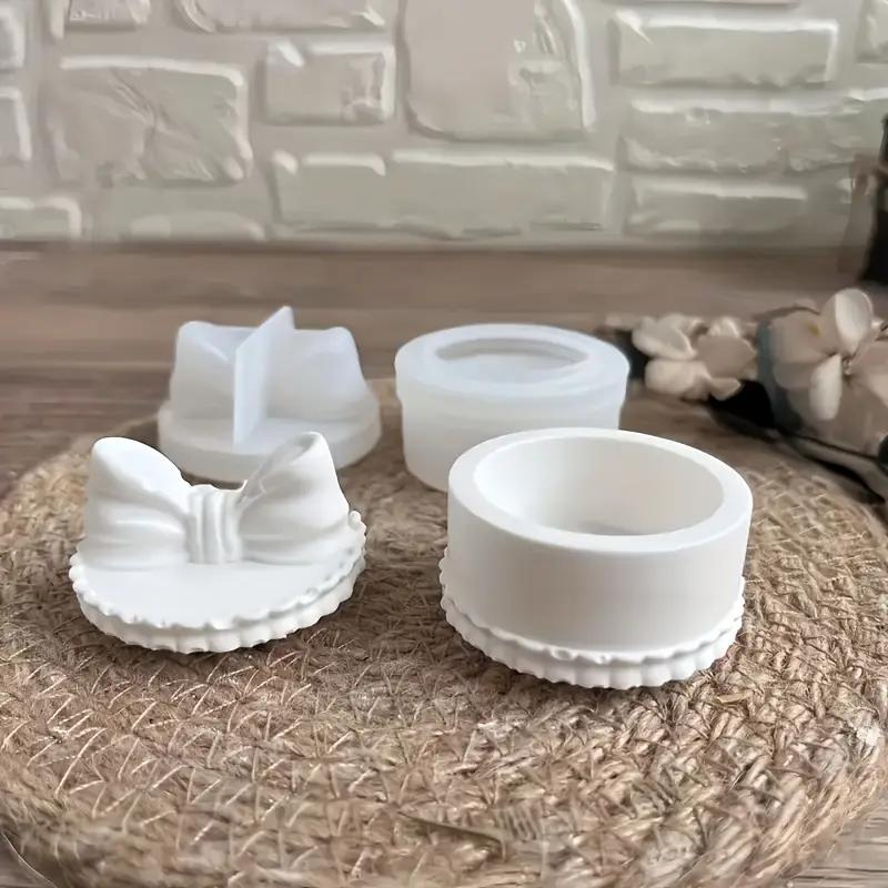 Mini Bow Shaped Storage Box Model Circular Gypsum Cement Relief Mold for DIY Epoxy Resin Handmade Jewelry Storage Creative Home