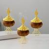 Moisture Proof Middle East Incense Holder Golden Metal Craft Festival Incense Stove Wood Octagonal Aromatherapy Rack Desktop