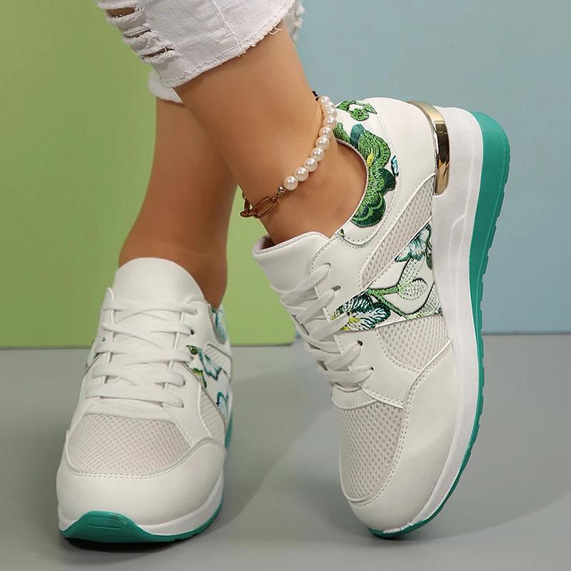 

Мода Мода Принтованные Клиновые Кроссовки для Женщин Легкие Дышащие Беговые Спортивные Туфли Женские Удобные Нескользящие Повседневные Кроссовки 44 зелёный