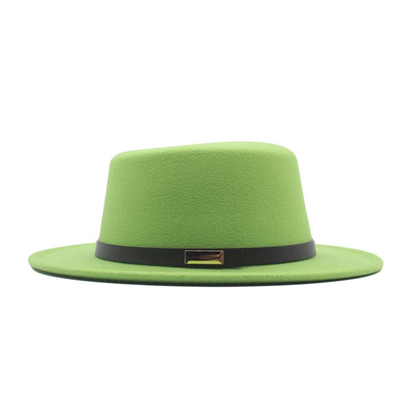 New spring and autumn top hat women's fashion British woolen hat flat top gentleman retro solid color hat