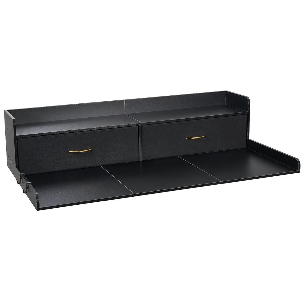 VEVOR Washer Dryer Countertop with Shelf, 137 X 69.9 Cm Wooden Washer and Dryer Topper with 2 Drawers & Hooks