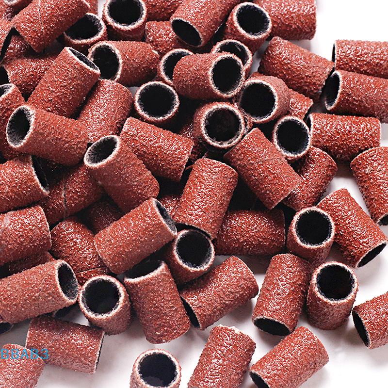 75/210pcs/Box Sanding Cap Bands For Electric Manicure Machine 180/120/80 Grit Nail Drill Grinding Bit Files Pedicure Tool Set