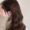 2Pcs Premium Sense Ankola Red Metal Hairpin Simple and Sweet Girl Side Broken Hair Bangs Duckbill Clip Hair Accessories