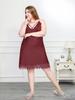Plus Size Women V-Neck Backless Lingerie Dress Lace Hem Strap Casual Sleepwear Pajamas