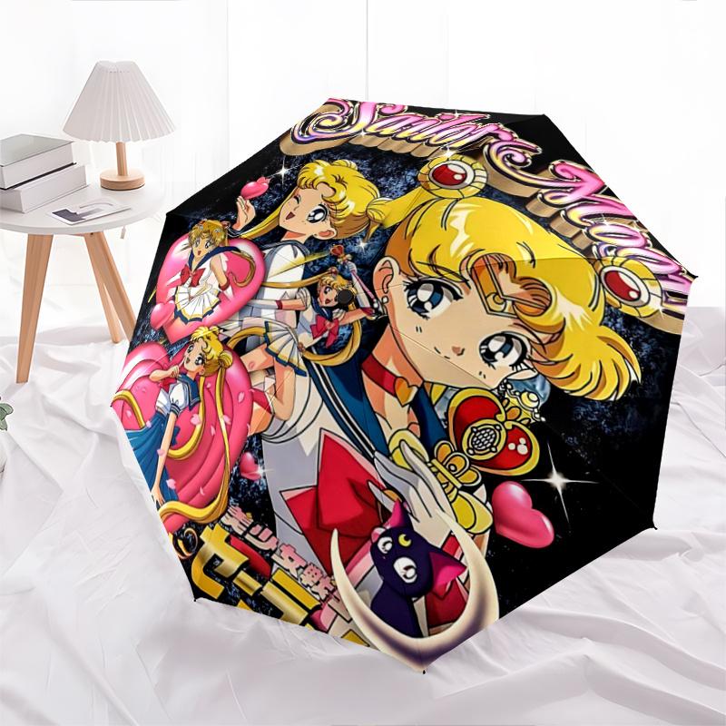 

1pc Sailor Moon Fully Automatic Folding Portable Umbrella, 8 Iron Frames, Three-Fold Design, Suitable for All Seasons, Suitable for Outdoor Use.I