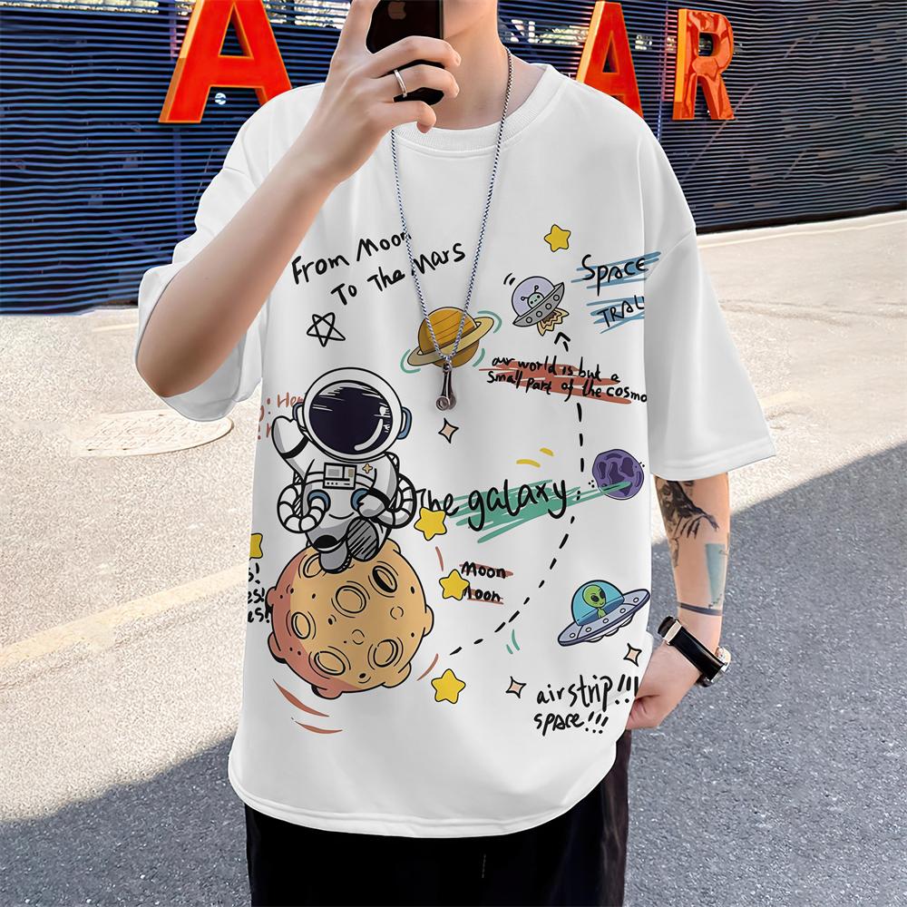 3d Astronaut Print Men's T-Shirt Summer Casual Oversized Short Sleeve T-Shirt For Men Fashion Street Man Clothing 2024 New Tops