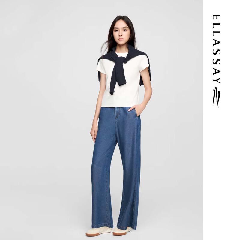 ELLASSAY Women's Lyocell Wide-Leg Jeans