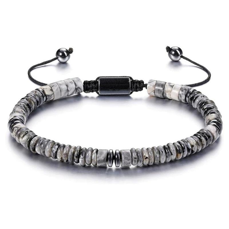 Healing Crystal Bracelets Abacus Bead Flat Beaded Bracelets for Men Women Adjustable Natural Stone Bracelets for Father Son