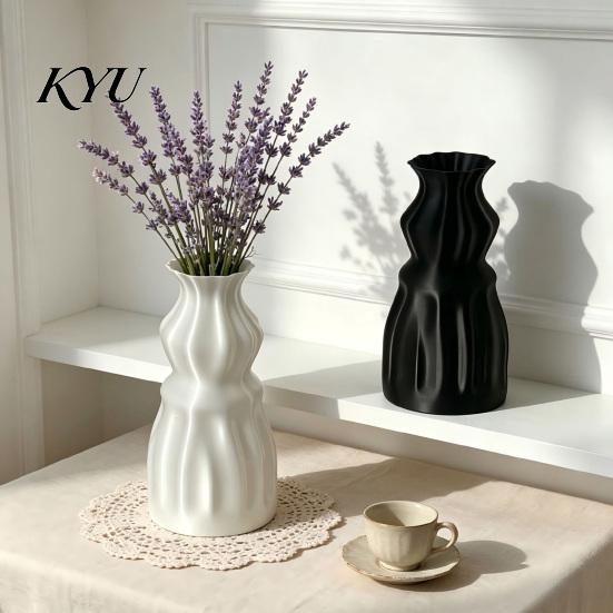 Artistic Vase with Flowing Light 3D Printed Flower Vase, Modern Decorative Minimalist Container, Luxury Home Ornament Floral Arrangement Holder