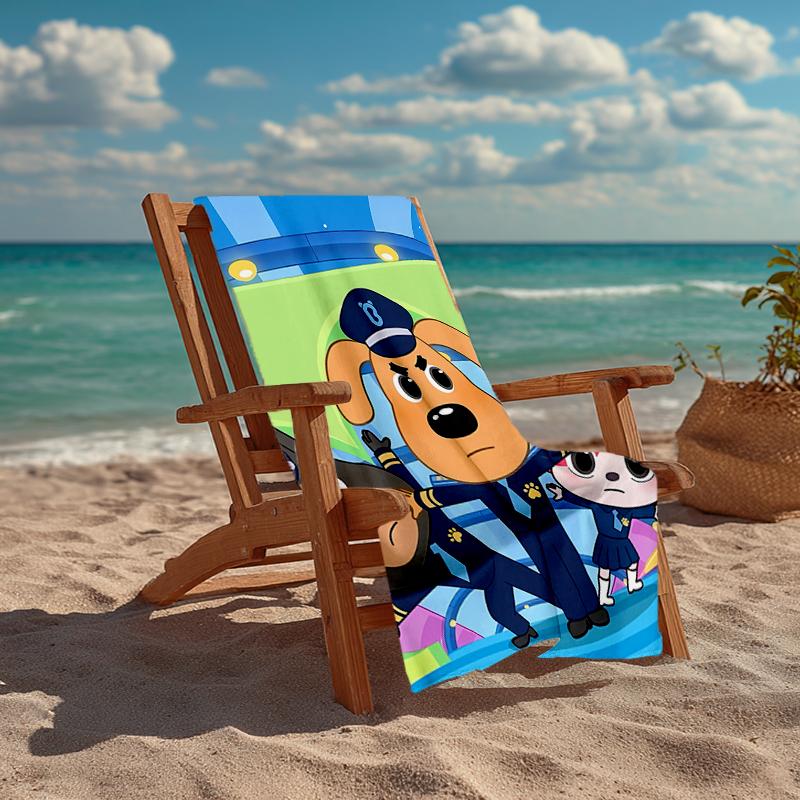 Ultra-Soft Beach Towel with Sheriff Labrador Theme,Ideal for Pool - Camping, Diving - Perfect Travel Essential, Vibrant Beach Towel.