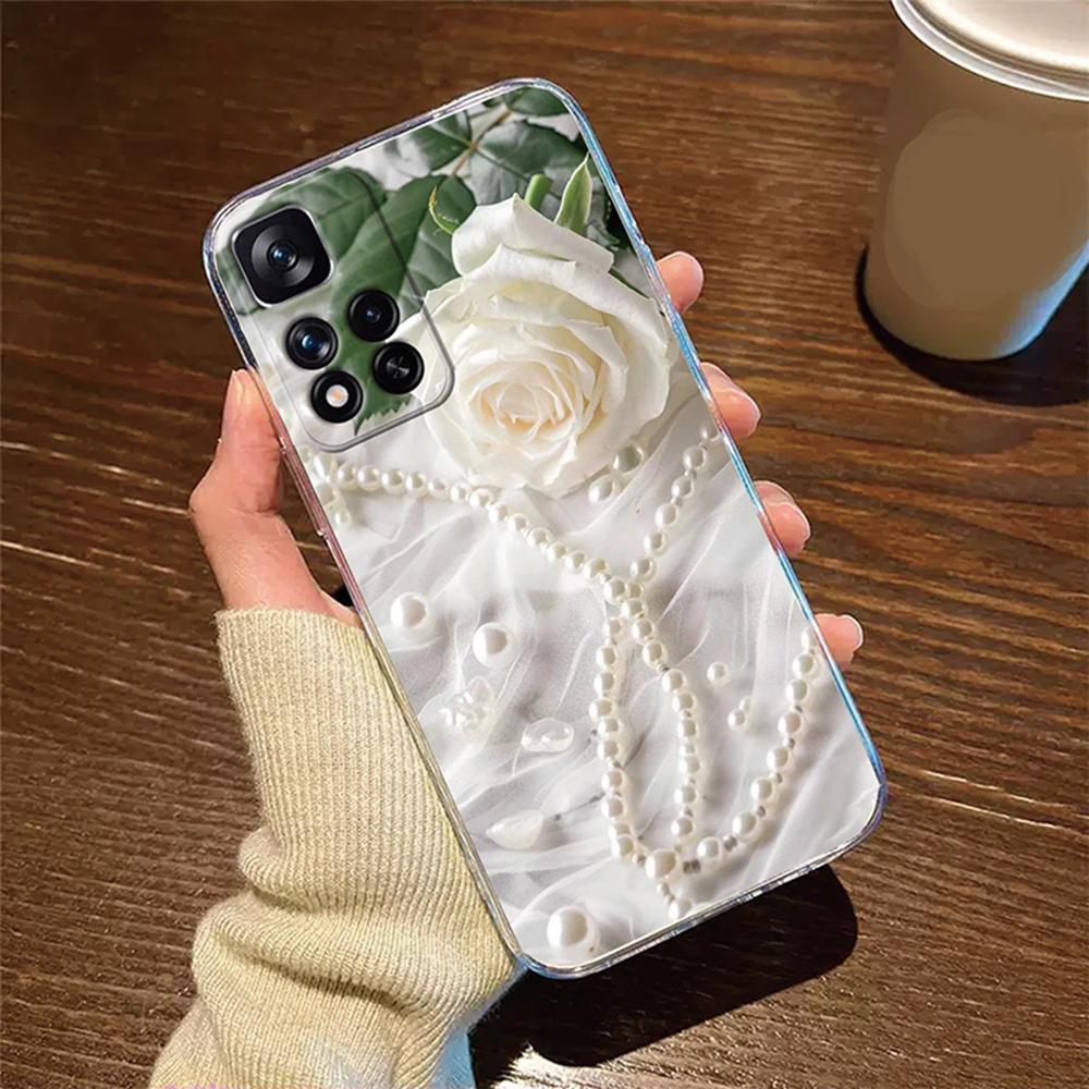 Rose Flower Oil Painting Daisy Phone Case For Xiaomi Redmi Note 11 11S 12 12S Pro Cover Silicone Transparent Clear Protection