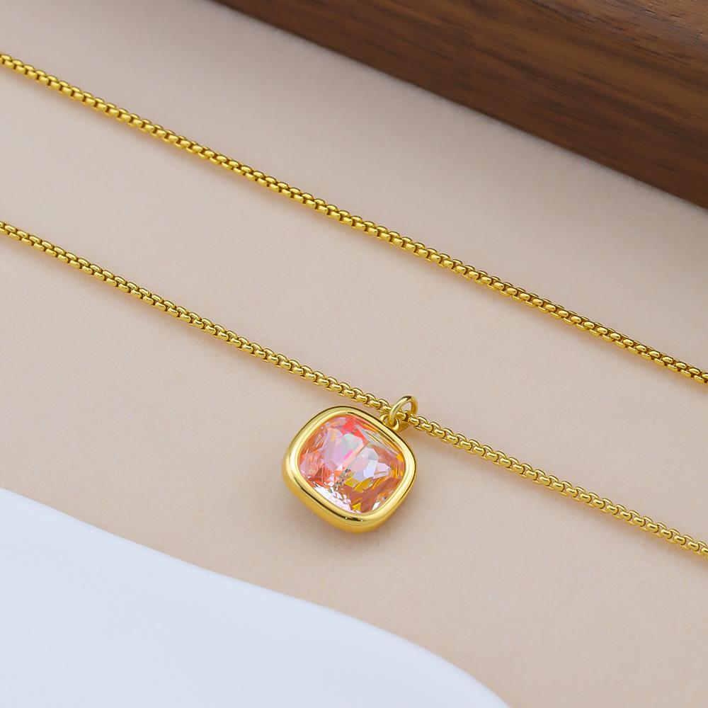 

Персональный стиль, модные латунные серьги-ожерелье с розовыми стразами с 18-каратным золотым покрытием для женщин