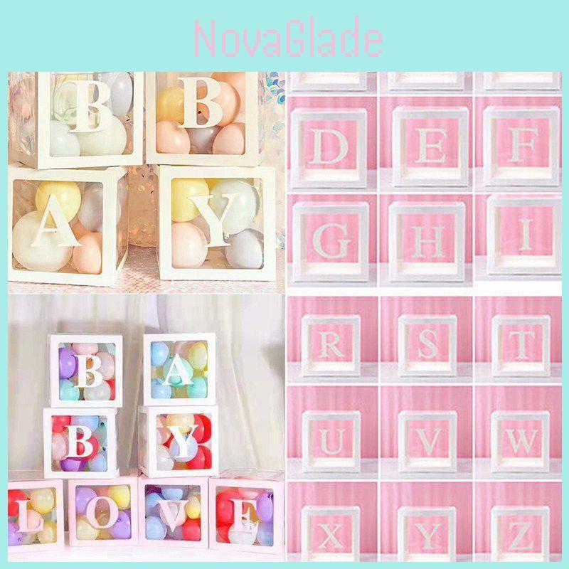 Transparent kubformad ballongförpackningslåda för bröllops- och födelsedagskalasdekorationer