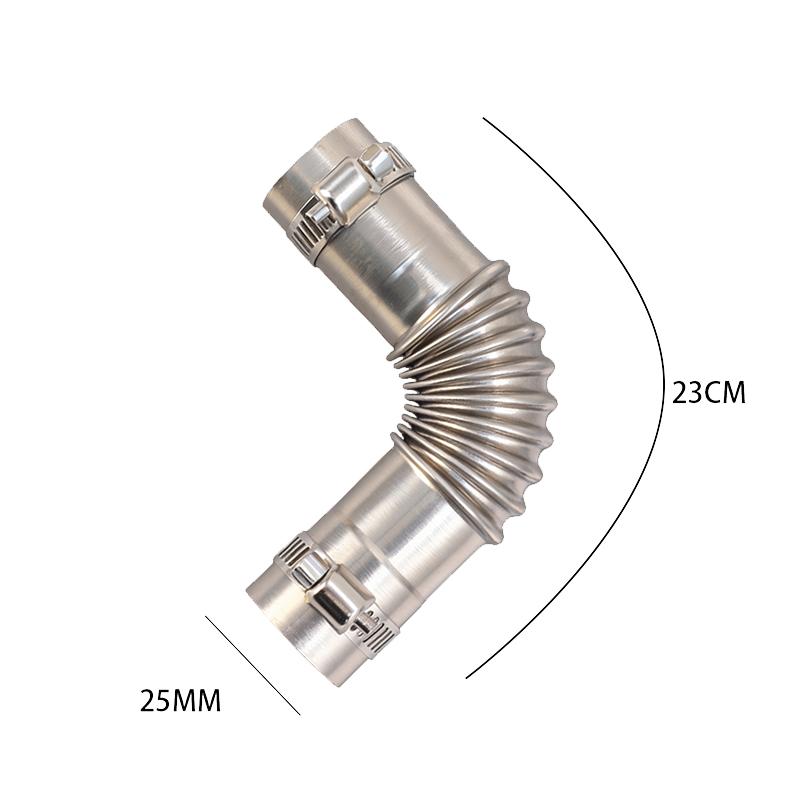 

25mm Corrugated Exhaust Pipe Tube 13cm for Webasto Eberspacher Diesel Heater Marine Boat Air Parking Vent Hose Stainless Steel 1PCS-Siver