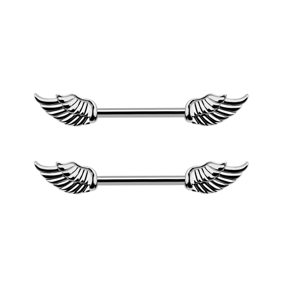 2pcs Butterfly Nipple Piercings Rings 16mm Length Bar Barbell Steel Crystal Nipple Shield Cover Heart Flower Tongue Body Jewelry