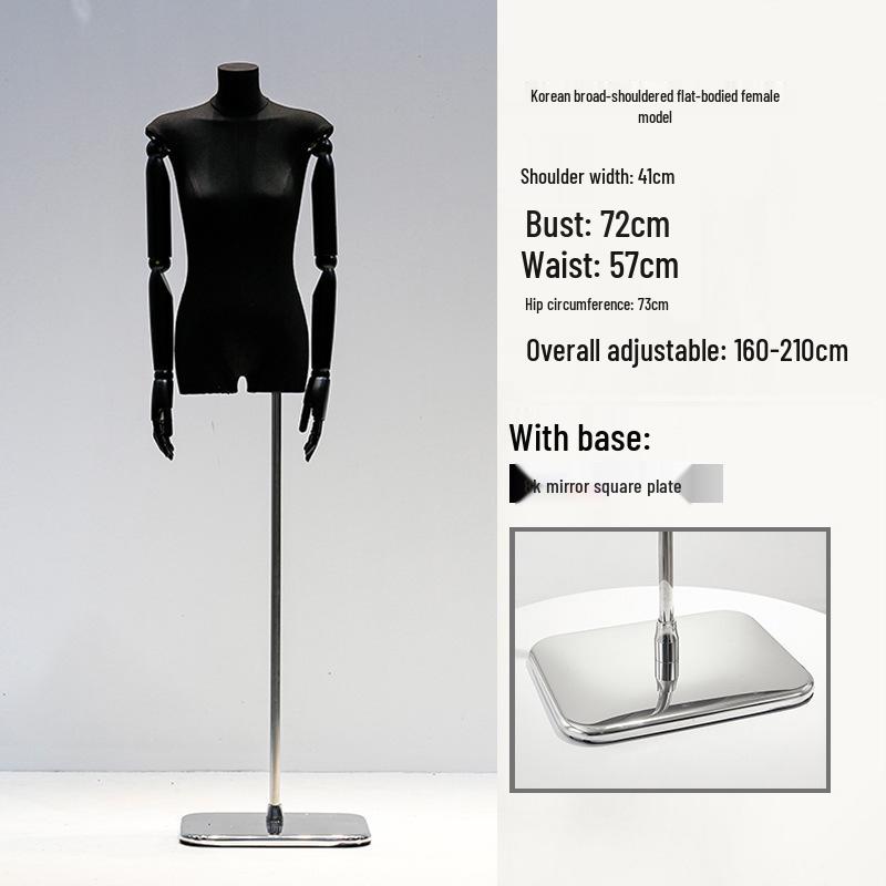 Korean Style Flat Body Female Mannequin with Wide Shoulders for Women's Clothing Display