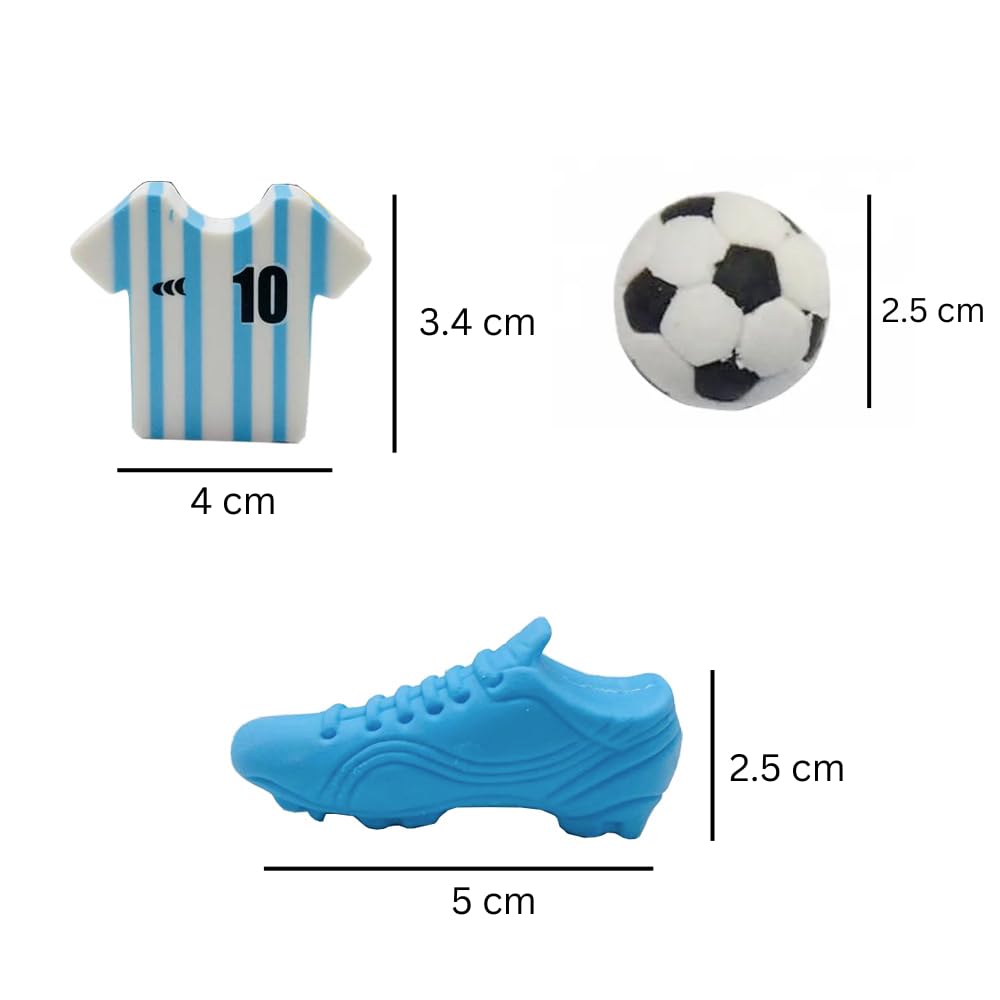 RSINC Gumy pro děti – 3 ks Gumy se sportovní tématikou, Pěkné gumy pro děti, Kawaii gumy pro děti Fotbalová guma