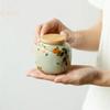 1pc Chinese Ceramic Tea Caddy Hand-painted Persimmon Tea Jar Travel Tea Bag Storage Box Sealed Container Storage Tank Teaware