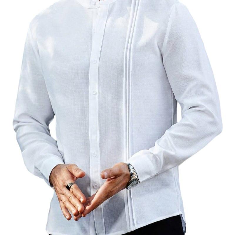 Herren Strickjacke mit Stehkragen, einfarbig, gestreift, langärmlig, lässiges Hemd