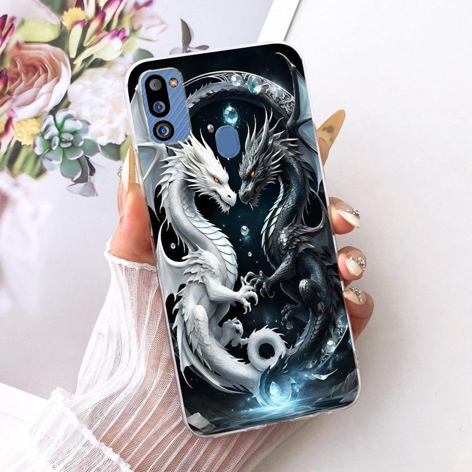 For Cover Samsung Galaxy M21 2021 Phone Case SM-M215G Shell Fashion Flower Soft Silicone Clear Cover For Samsung M21 2021 Fundas
