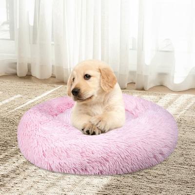 Langes Plüsch Katzenbett Rundes Donut Anti-Angst Liegekissen Beruhigendes Haustierbett Zwinger Warm Outdoor Haustier Katze Hund Bett Matte Tragbare Zubehör