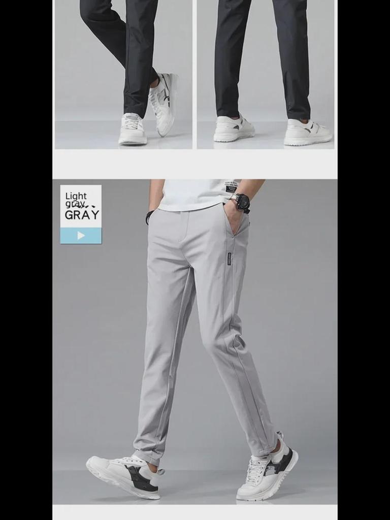Men's Four-Season Ice Silk Quick-Dry Casual Pants - Straight, Loose, Elastic Sports Trousers