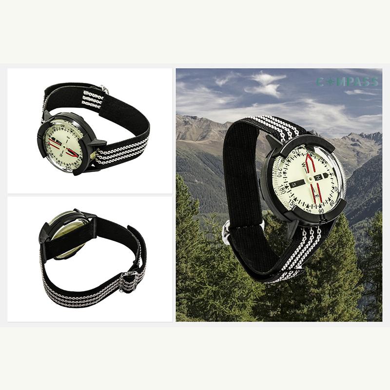 Adjustable Dial Compass Watch Waterproof and Luminous for Outdoor Camping Diving Night