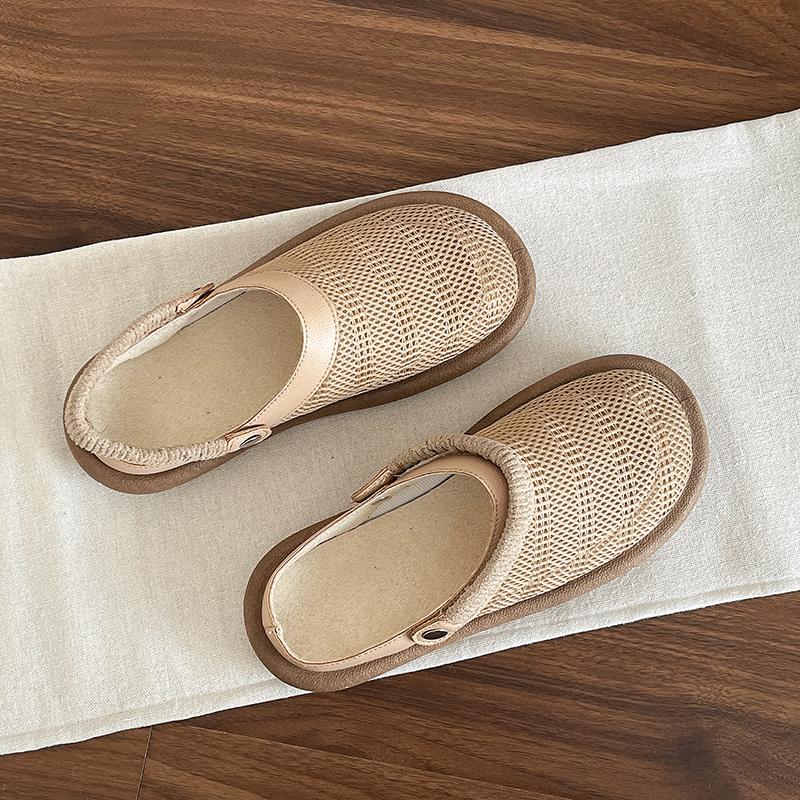 

Модные летние льняные сандалии женские Пара обуви Носить Мягкая подошва Полушлепанцы Дышащая сетка Слипоны Лоферы 41 хаки